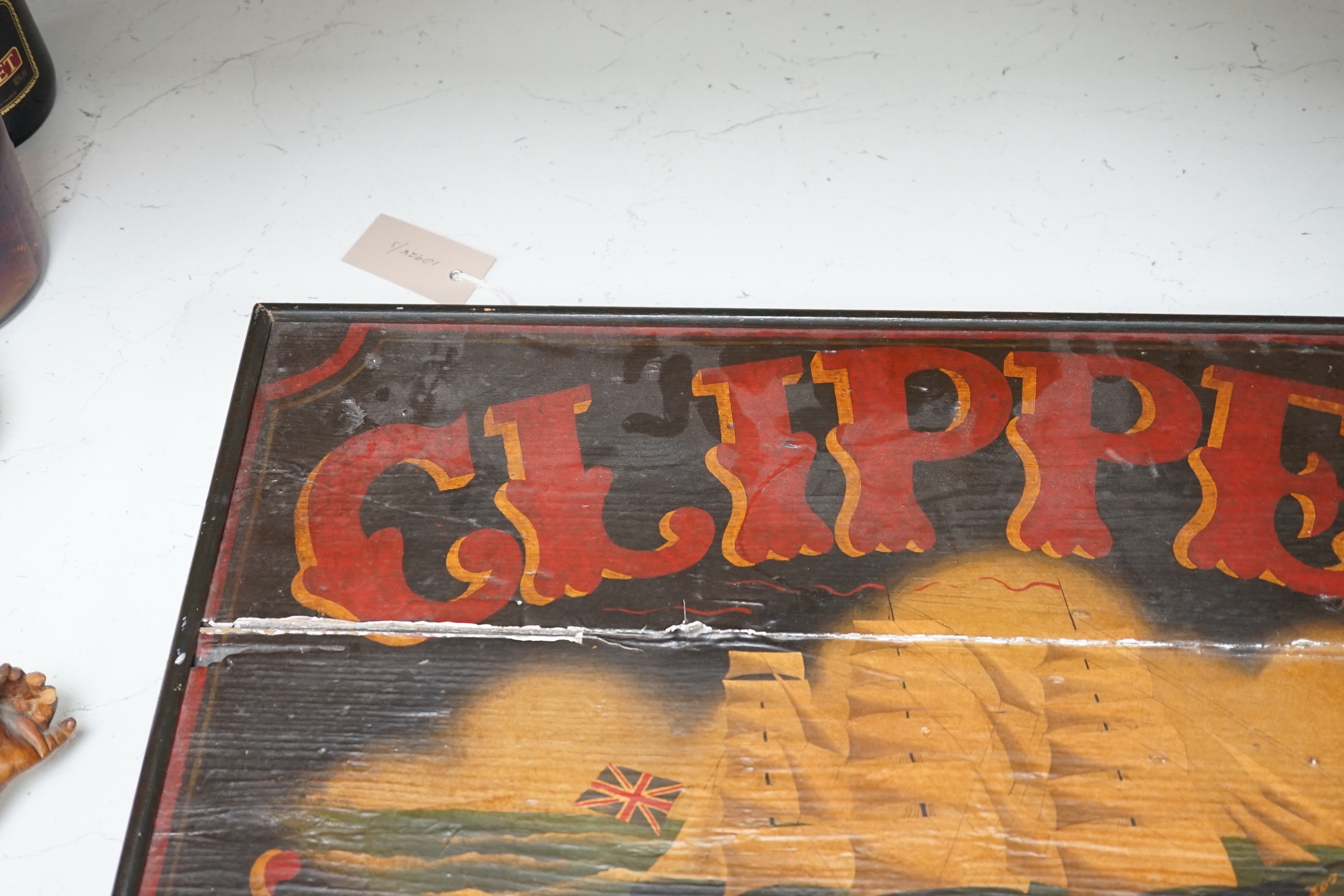 A painted wood sign 'Clipper Glory', 50x62cm